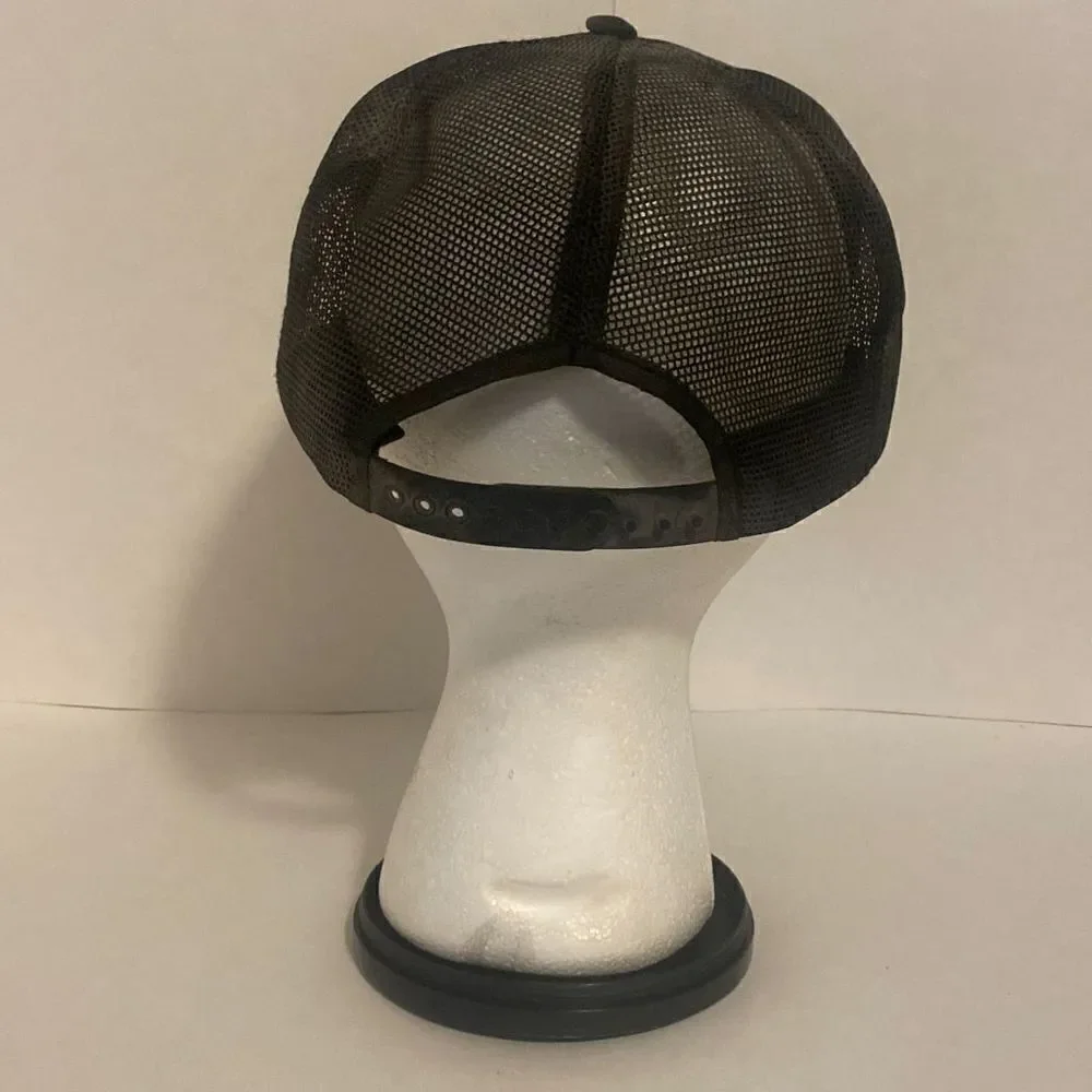 Vintage 80s Military Trucker Hat Cap Blackhawk Black Gold Snapback embroidered b